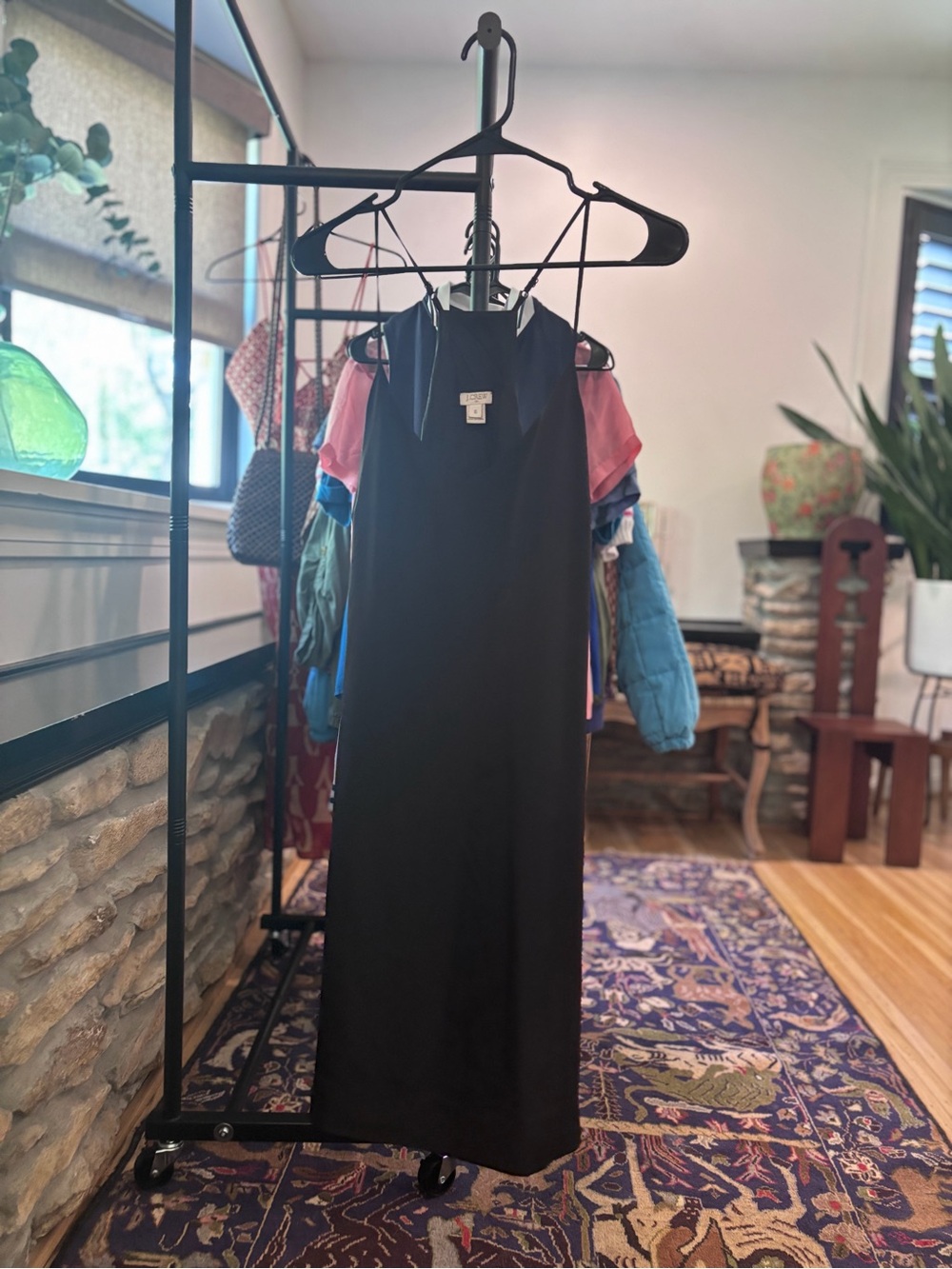 J. Crew Black Maxi Slip Dress with Delicate Straps